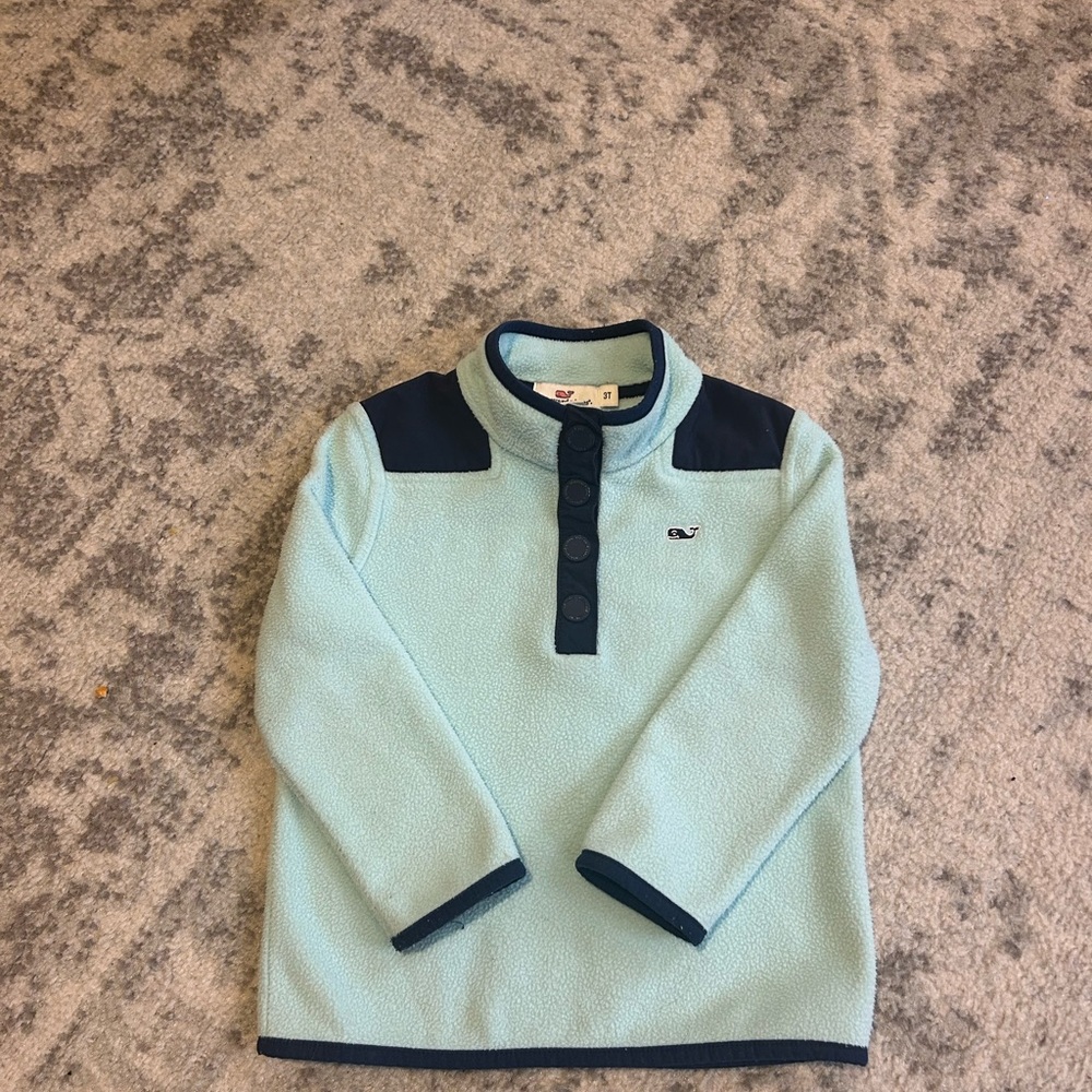 Vineyard Vines Blue Hoodie with Polo Collar and Shoulder Patches